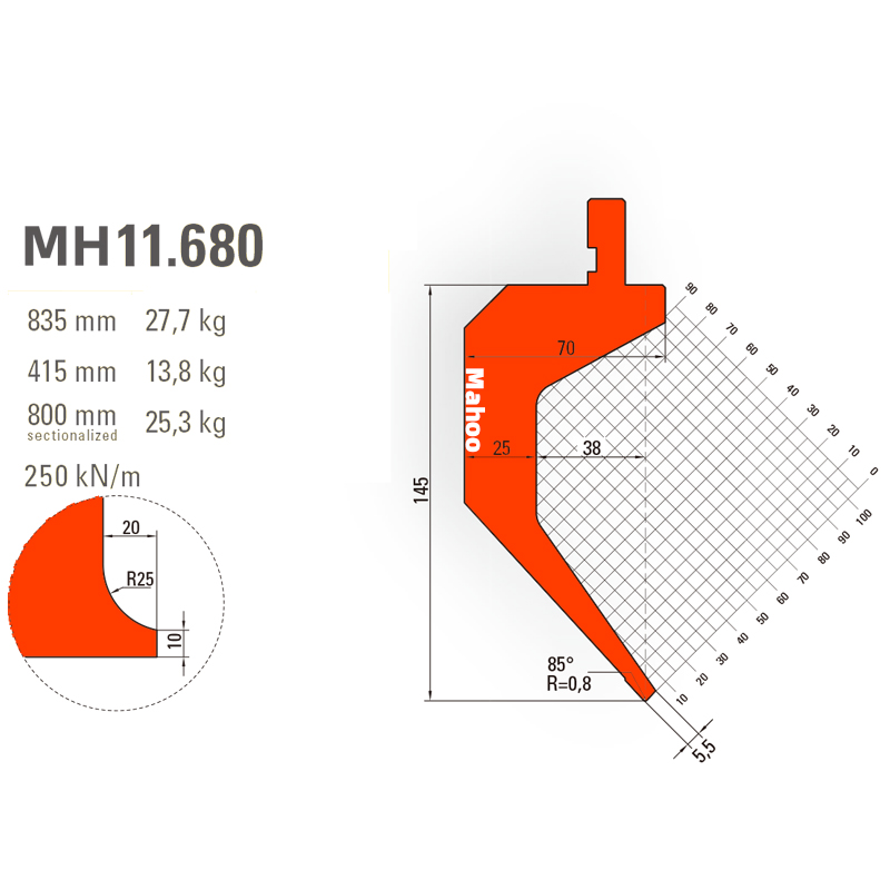 马赫折弯机模具13-30-标准折弯上模具-MH11680