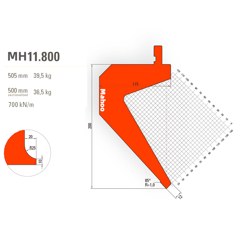 马赫折弯机模具13-30-标准折弯上模具-MH11800
