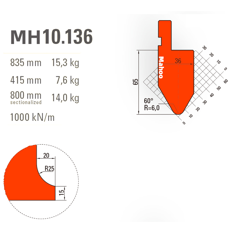 马赫折弯机模具13-30-标准折弯上模具-MH10136