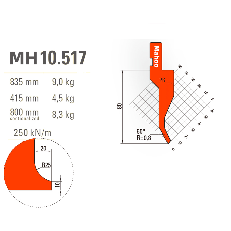 马赫折弯机模具13-30-标准折弯上模具-MH10517