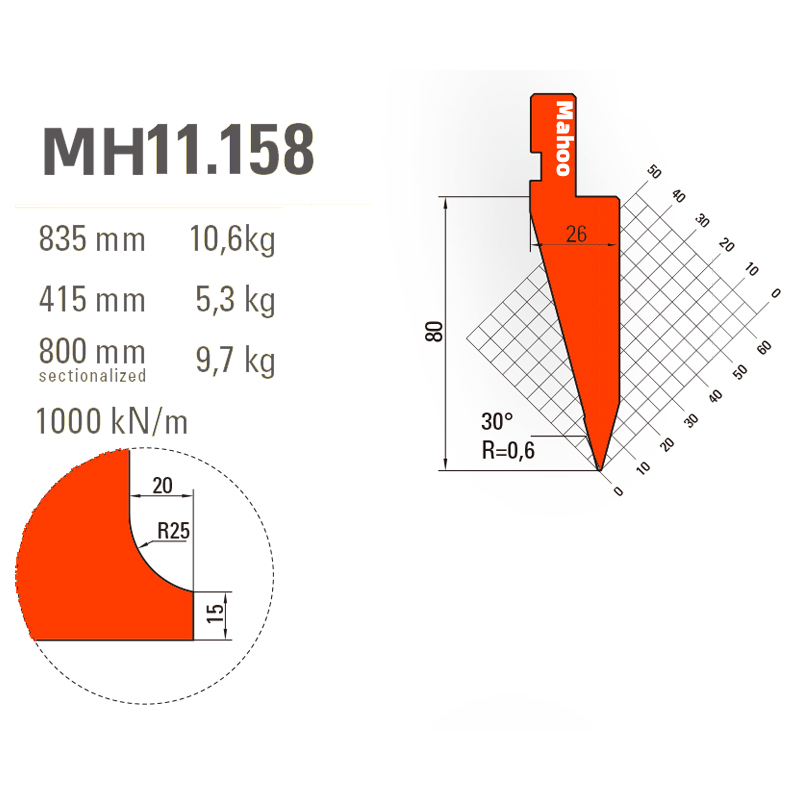 马赫折弯机模具13-30-标准折弯上模具-MH11158