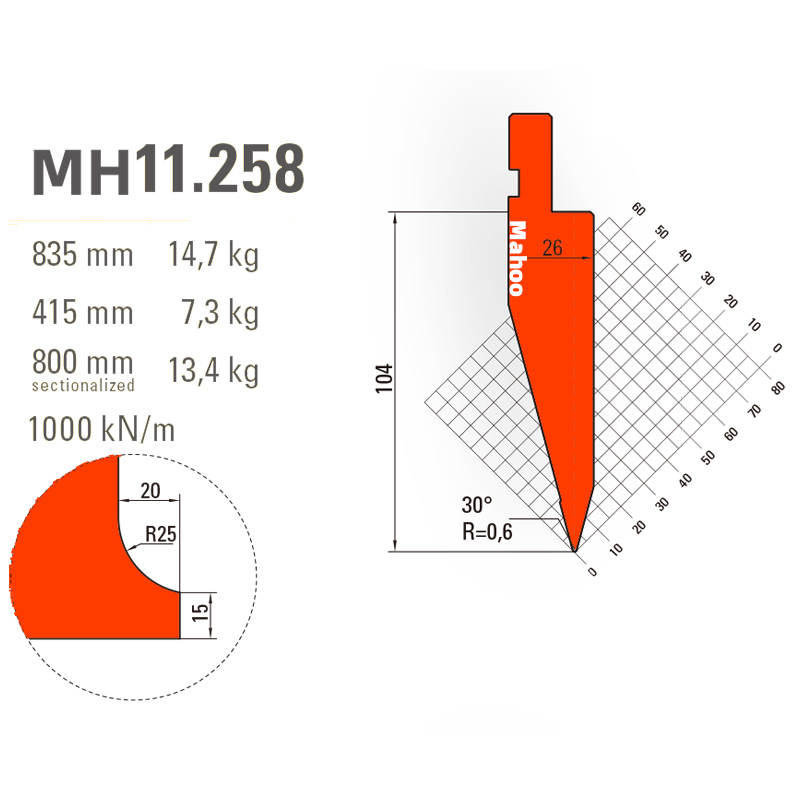 马赫折弯机模具13-30-标准折弯上模具-MH11258