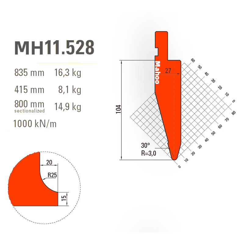 马赫折弯机模具13-30-标准折弯上模具-MH11528