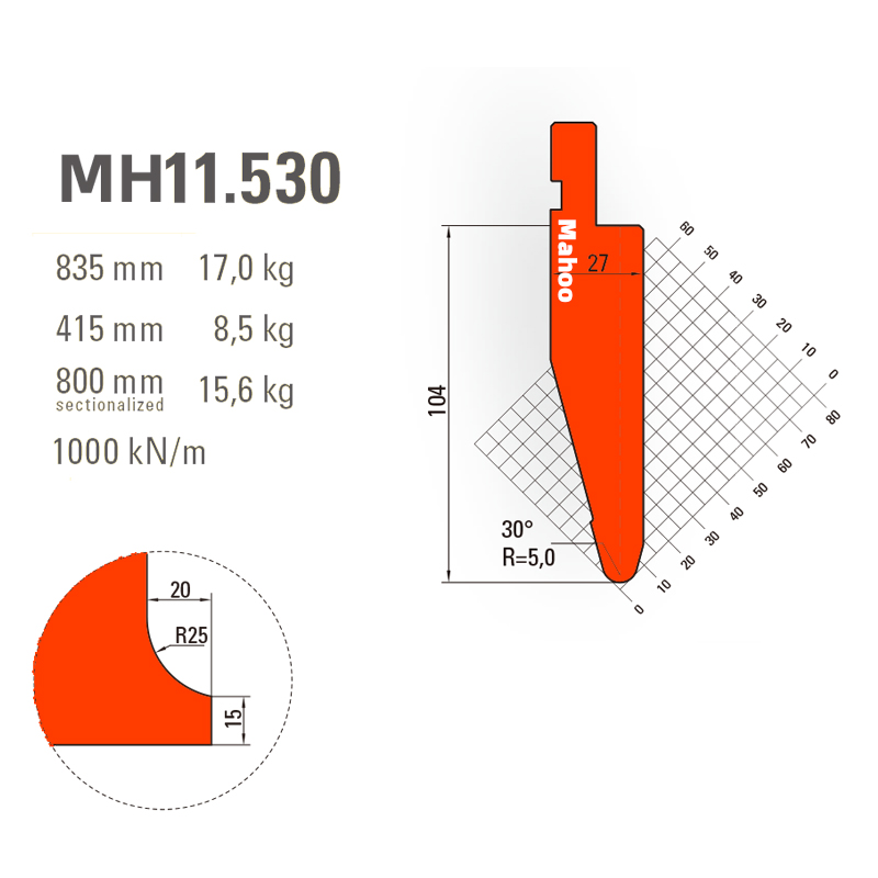 马赫折弯机模具13-30-标准折弯上模具-MH11530