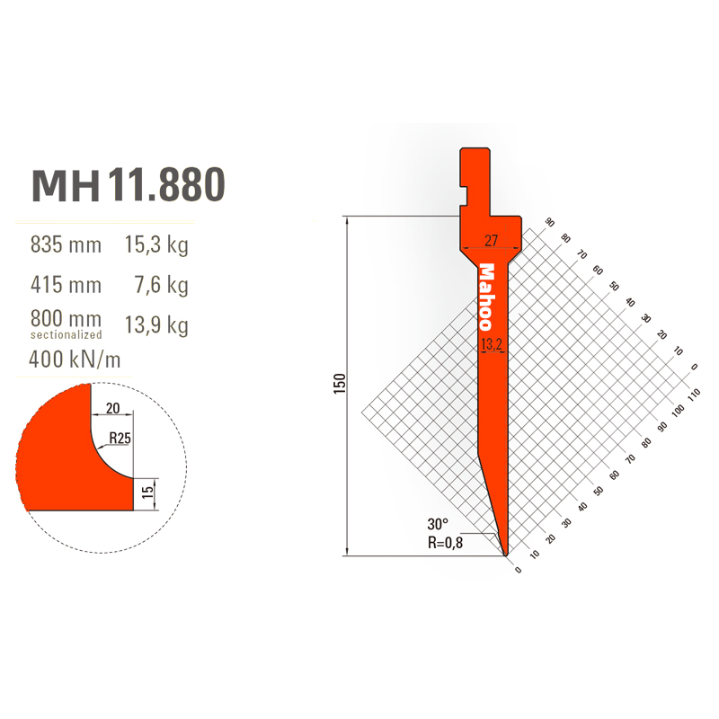 马赫折弯机模具13-30-标准折弯上模具-MH11880