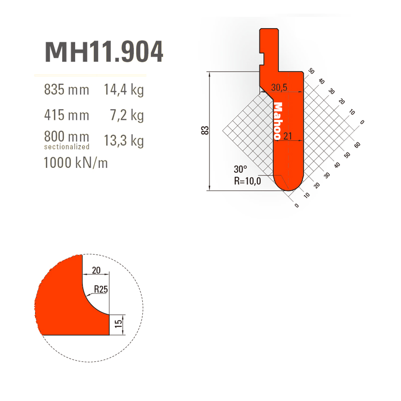 马赫折弯机模具13-30-标准折弯上模具-MH11904