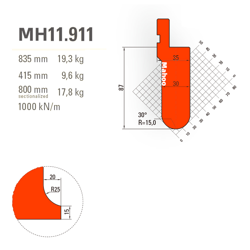 马赫折弯机模具13-30-标准折弯上模具-MH11911
