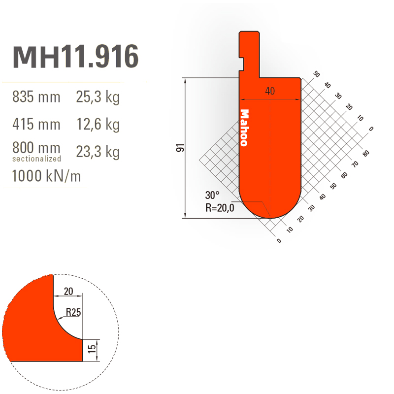 马赫折弯机模具13-30-标准折弯上模具-MH11916