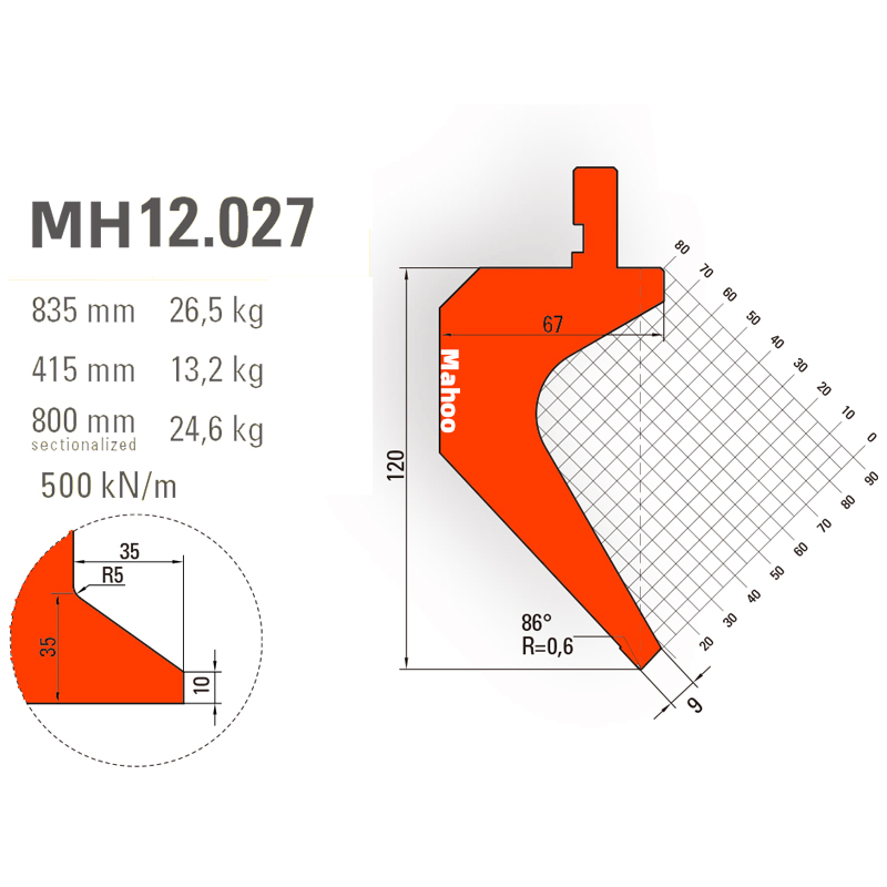 马赫折弯机模具13-30-标准折弯上模具-MH12027