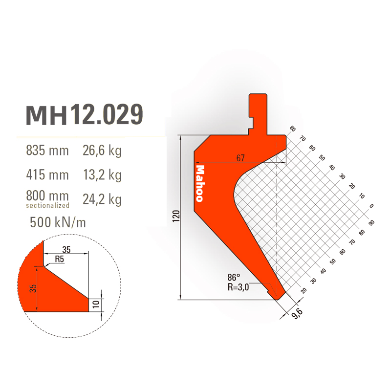 马赫折弯机模具13-30-标准折弯上模具-MH12029
