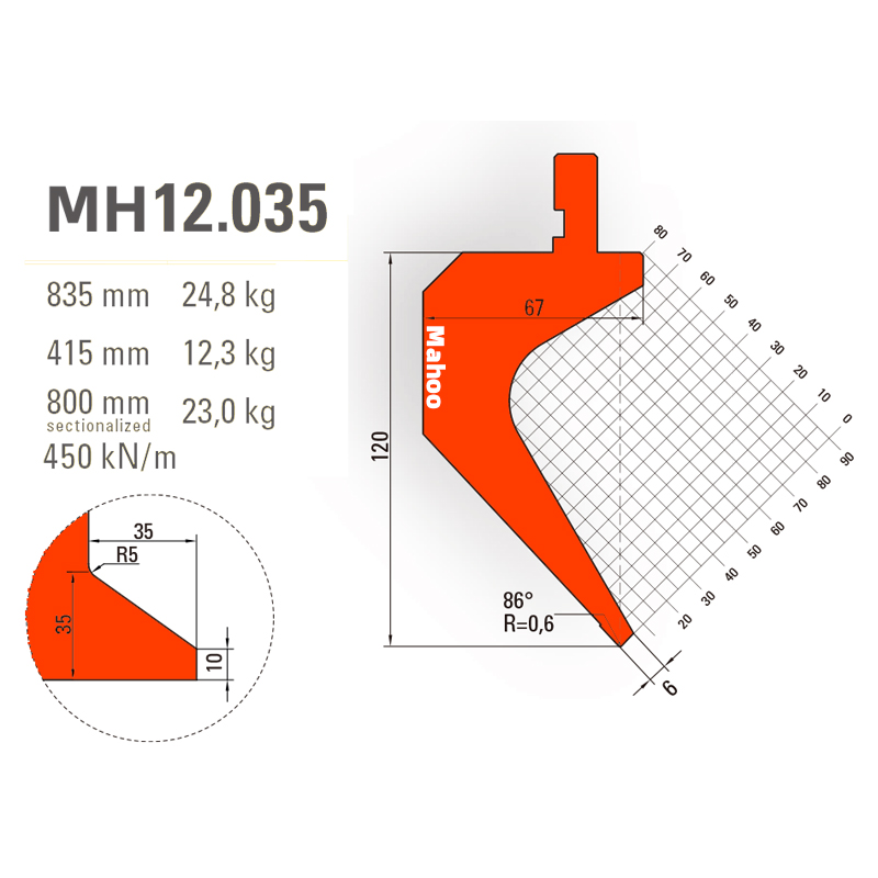 马赫折弯机模具13-30-标准折弯上模具-MH12035