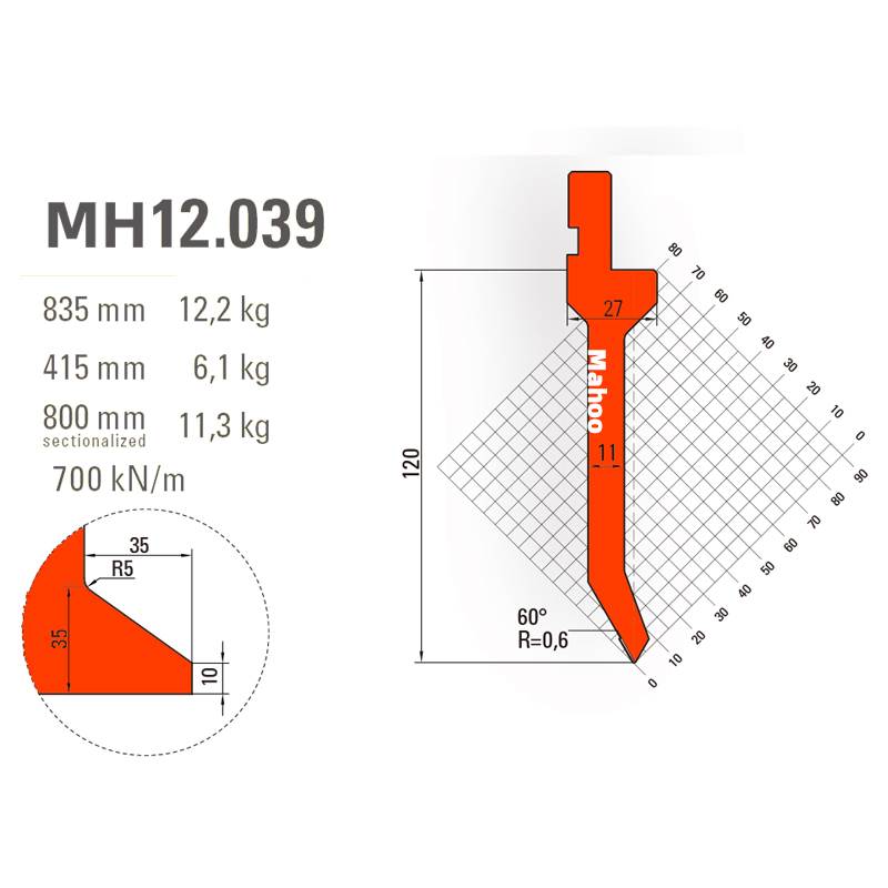 马赫折弯机模具13-30-标准折弯上模具-MH12039