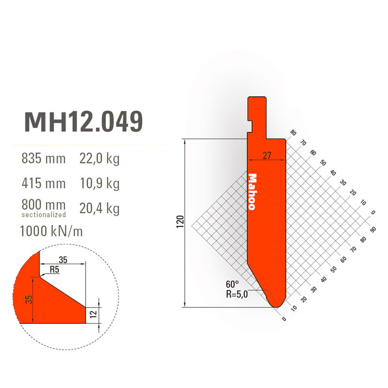 马赫折弯机模具13-30-标准折弯上模具-MH12049