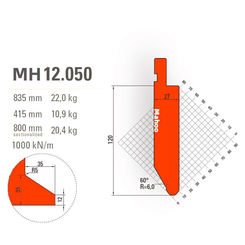 马赫折弯机模具13-30-标准折弯上模具-MH12050