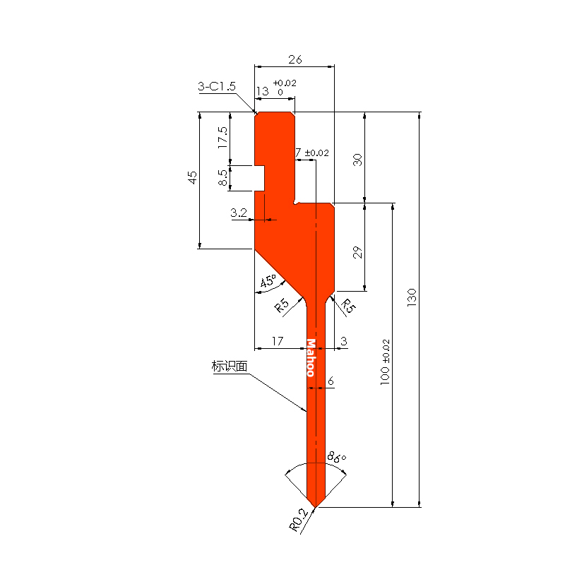 标准折弯模具-折弯上模-109上模H100W26