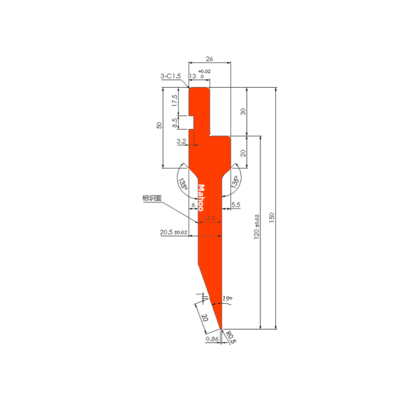 标准折弯模具-折弯上模-单面A19尖刀H120W26