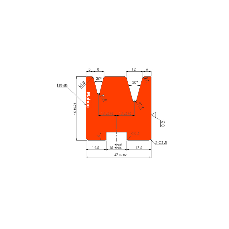 标准折弯模具-折弯上模-V8V12 -30°折弯下模