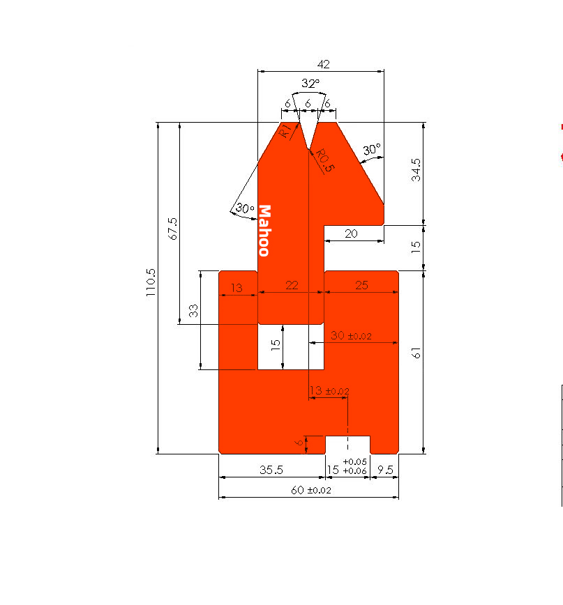 标准折弯模具-折弯上模-V6 -32°双折边下模-2