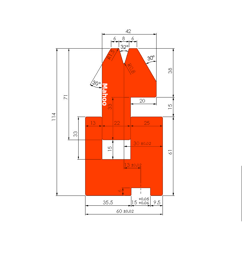 标准折弯模具-折弯上模-V8 -32°双折边下模-2