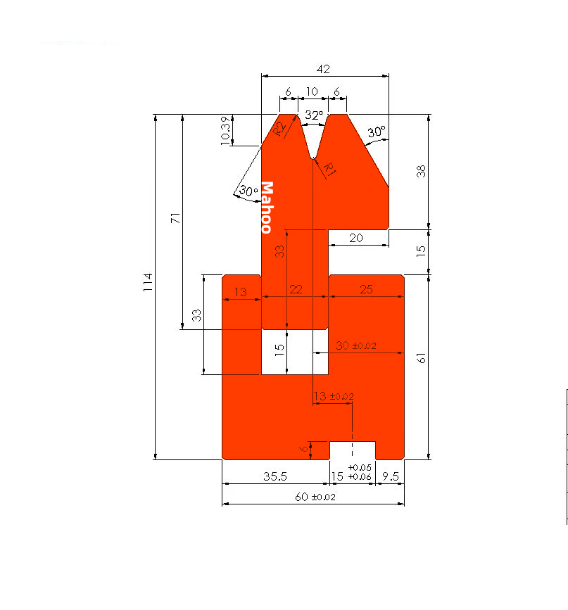 标准折弯模具-折弯上模-V10 -32°双折边下模-2