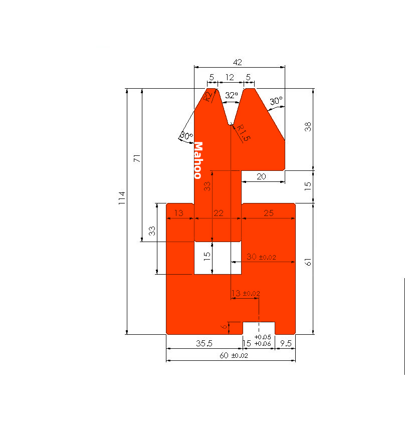 标准折弯模具-折弯上模-V12 -32°双折边下模-2